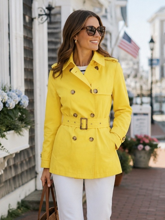 Lauren Ralph Lauren Jackets & Blazers - Lauren Ralph Lauren Yellow Trench Coat Jacket Size Small Cotton Blend l Raincoat